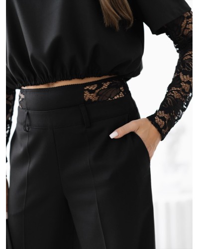 Komplet z koronkowymi wstawkami By o la la...! czarny