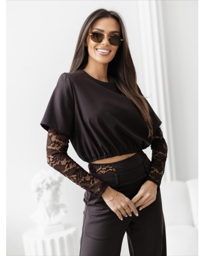 Komplet z koronkowymi wstawkami By o la la...! chocomuss