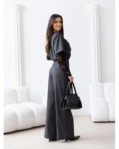 Komplet z koronkowymi wstawkami By o la la...! grafitowy