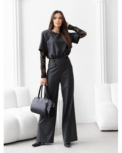 Komplet z koronkowymi wstawkami By o la la...! grafitowy