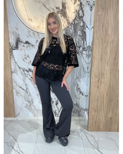 T-shirt koronkowy By o la la...! czarny