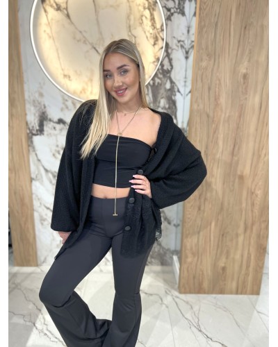 Kardigan z koronkowym wykończeniem By o la la...! czarny