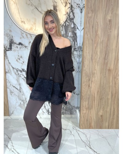 Kardigan z koronkowym wykończeniem By o la la...! chocomus