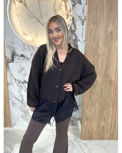 Kardigan z koronkowym wykończeniem By o la la...! chocomus