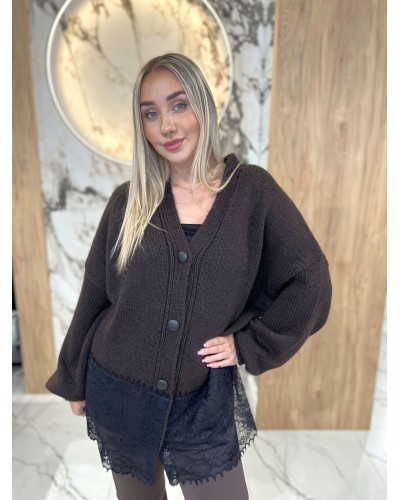 Kardigan z koronkowym wykończeniem By o la la...! chocomus