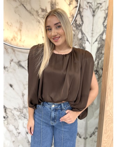 Satynowa bluzka z marszczeniami By o la la...! chocomus