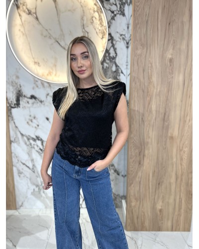 Koronkowa bluzka z poduszkami By o la la...! czarna