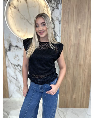 Koronkowa bluzka z poduszkami By o la la...! czarna