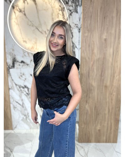 Koronkowa bluzka z poduszkami By o la la...! czarna