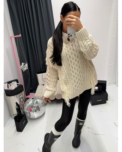 Sweter warkocz La Milla śmietankowy