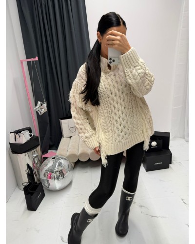 Sweter warkocz La Milla śmietankowy