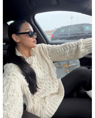 Sweter warkocz La Milla śmietankowy