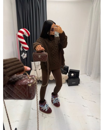 Sweter warkocz La Milla czekoladowy