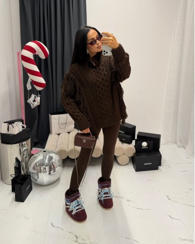 Sweter warkocz La Milla czekoladowy