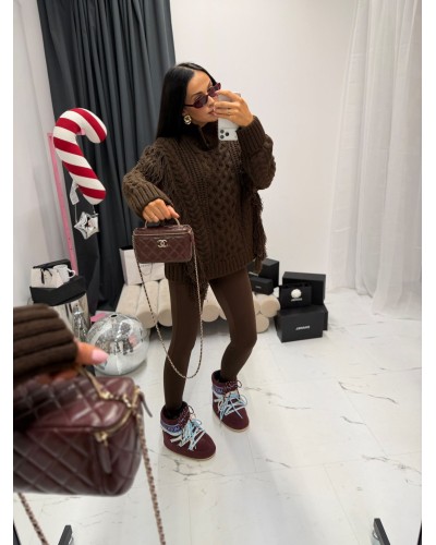 Sweter warkocz La Milla czekoladowy