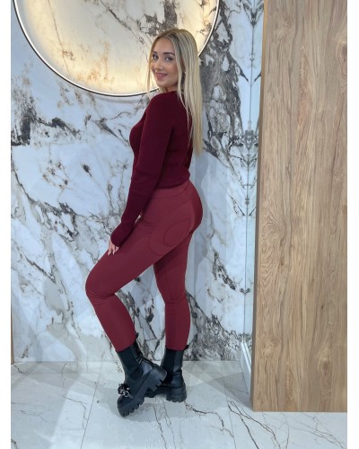 Legginsy push-up gładkie By o la la...! merlot