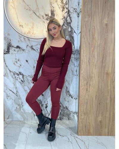 Legginsy push-up gładkie By o la la...! merlot