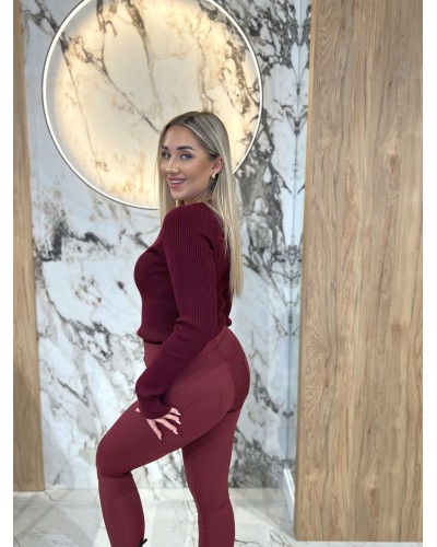 Legginsy push-up gładkie By o la la...! merlot