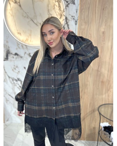 Koszula w kratę z koronkowym wykończeniem By o la la...! chocomus