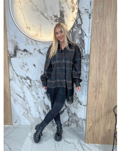 Koszula w kratę z koronkowym wykończeniem By o la la...! chocomus