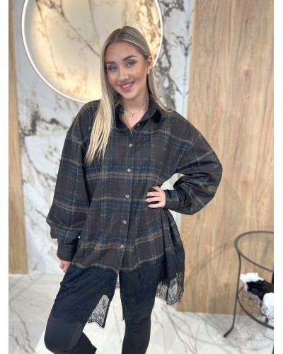 Koszula w kratę z koronkowym wykończeniem By o la la...! chocomus