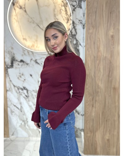 Golf prążkowany z dzwoneczkami By o la la...! merlot