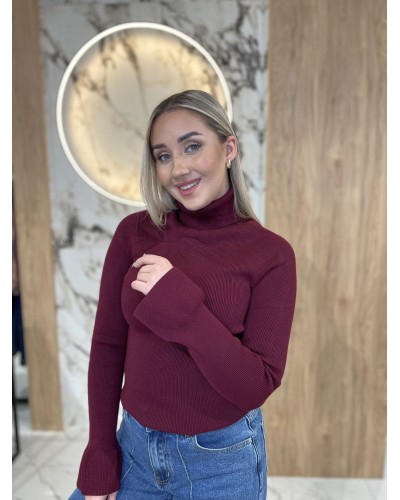 Golf prążkowany z dzwoneczkami By o la la...! merlot