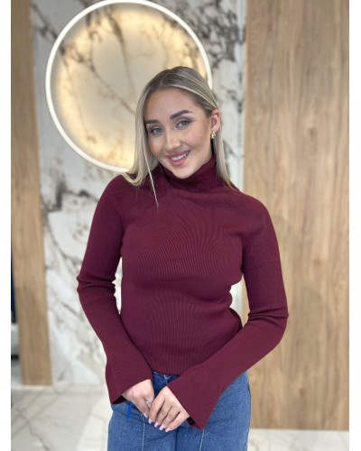 Golf prążkowany z dzwoneczkami By o la la...! merlot