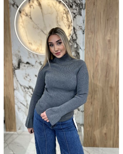 Golf prążkowany z dzwoneczkami By o la la...! szary