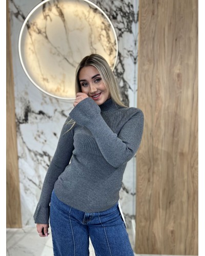 Golf prążkowany z dzwoneczkami By o la la...! szary