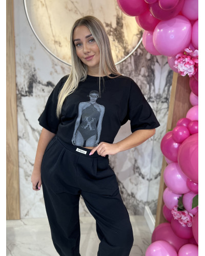 Spodnie dresowe z etykietą By o la la...! czarne