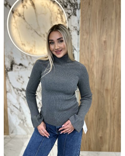 Golf prążkowany z dzwoneczkami By o la la...! szary