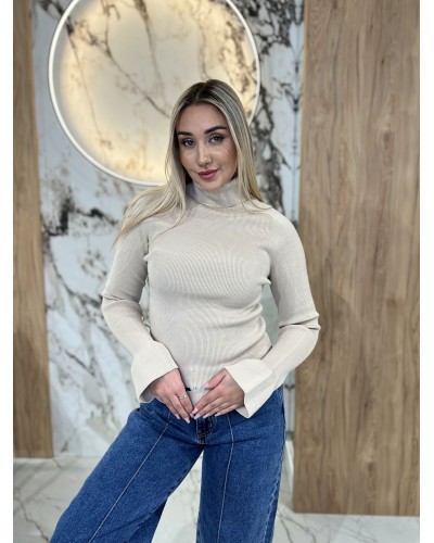 Golf prążkowany z dzwoneczkami By o la la...! beżowy