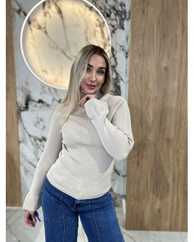 Golf prążkowany z dzwoneczkami By o la la...! beżowy