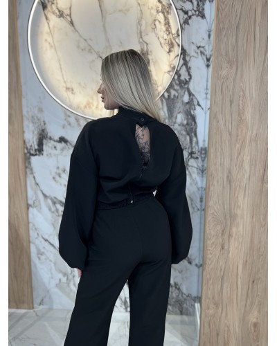 Komplet bluza z golfem plus spodnie By o la la...! czarny