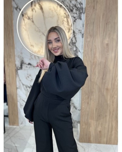 Komplet bluza z golfem plus spodnie By o la la...! czarny