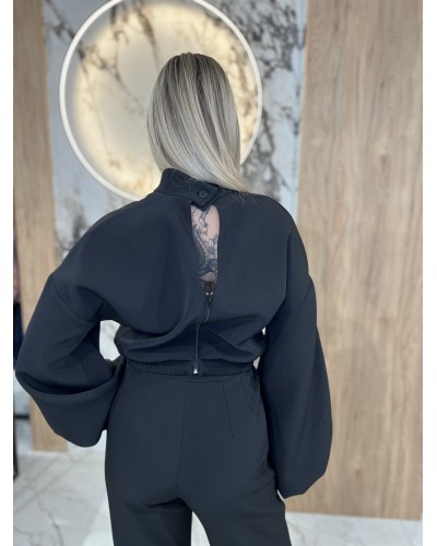 Komplet bluza z golfem plus spodnie By o la la...! czarny