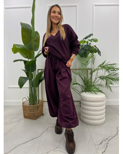 Bluza z dekoltem w szpic Nina burgundowa