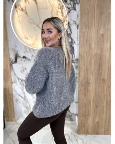 Sweter premium z bufiastymi rękawami By o la la...! szary