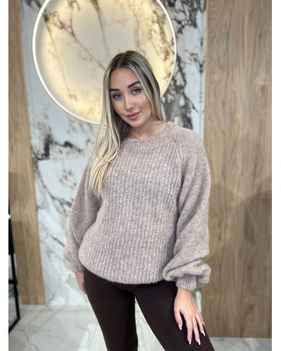 Sweter premium z bufiastymi rękawami By o la la...! beżowy