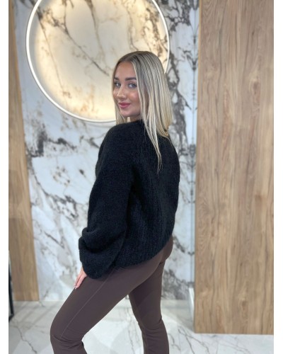 Sweter premium z bufiastymi rękawami By o la la...! czarny