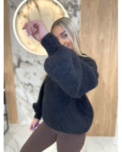 Sweter premium z bufiastymi rękawami By o la la...! czarny