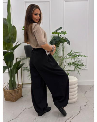 Spodnie alladynki z zakładkami Alma czarne