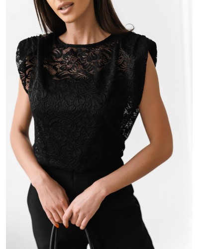 Koronkowa bluzka z poduszkami By o la la...! czarna