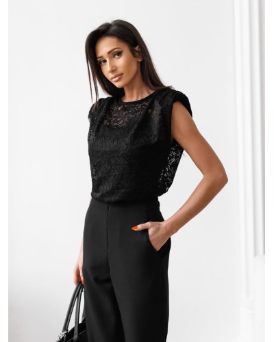 Koronkowa bluzka z poduszkami By o la la...! czarna