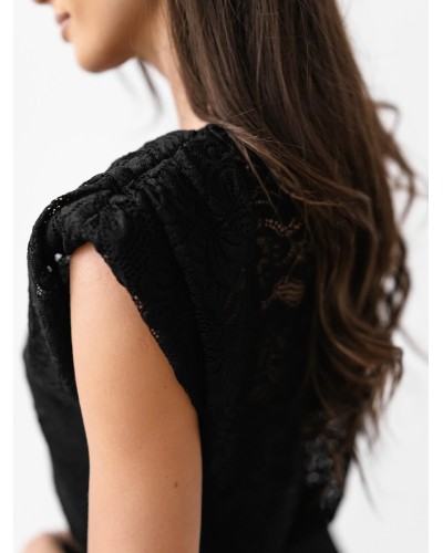 Koronkowa bluzka z poduszkami By o la la...! czarna