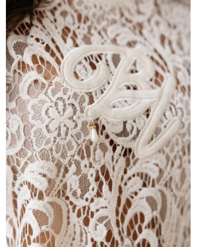 T-shirt koronkowy By o la la...! beżowy