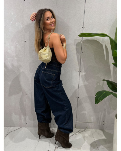 Spodnie jeansowe stringi La Milla ciemne