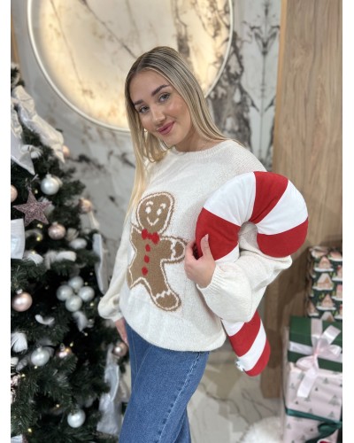 Sweter pierniczek By o la la...! śmietankowy