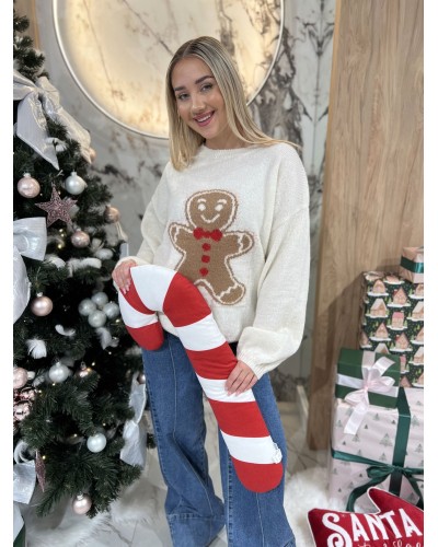 Sweter pierniczek By o la la...! śmietankowy